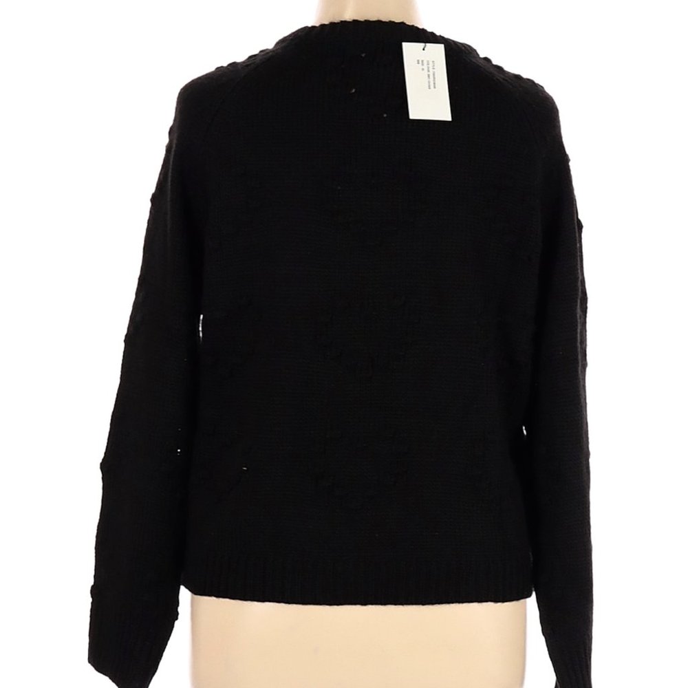 NWT John + Jenn Caviar Black on Black Heart Pattern Super Soft Pullover Size XL - Picture 2 of 4